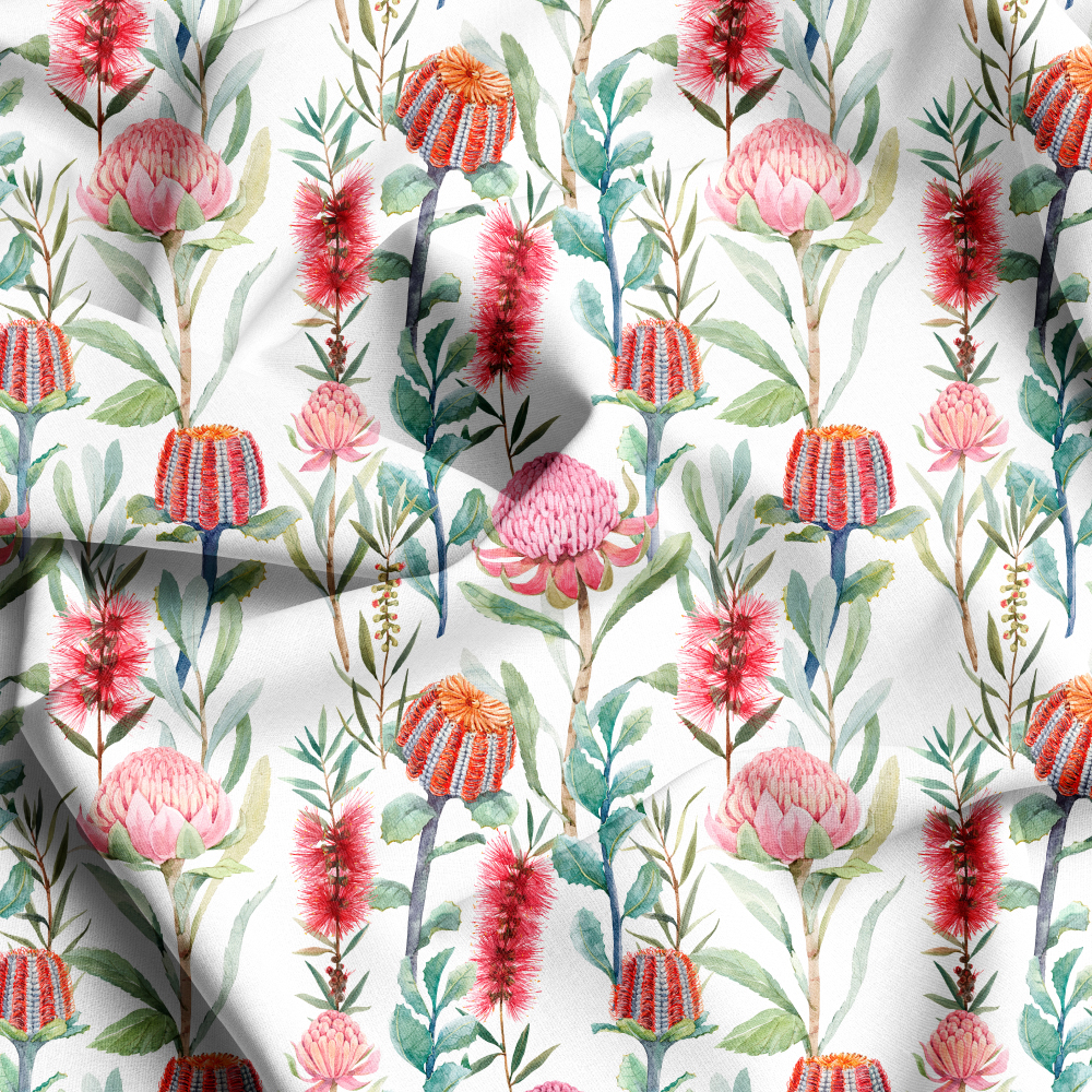 Beautiful Vintage Watercolor Liberty Floral Fabric with Plant Summer Flowers – Custom Print Fabrics