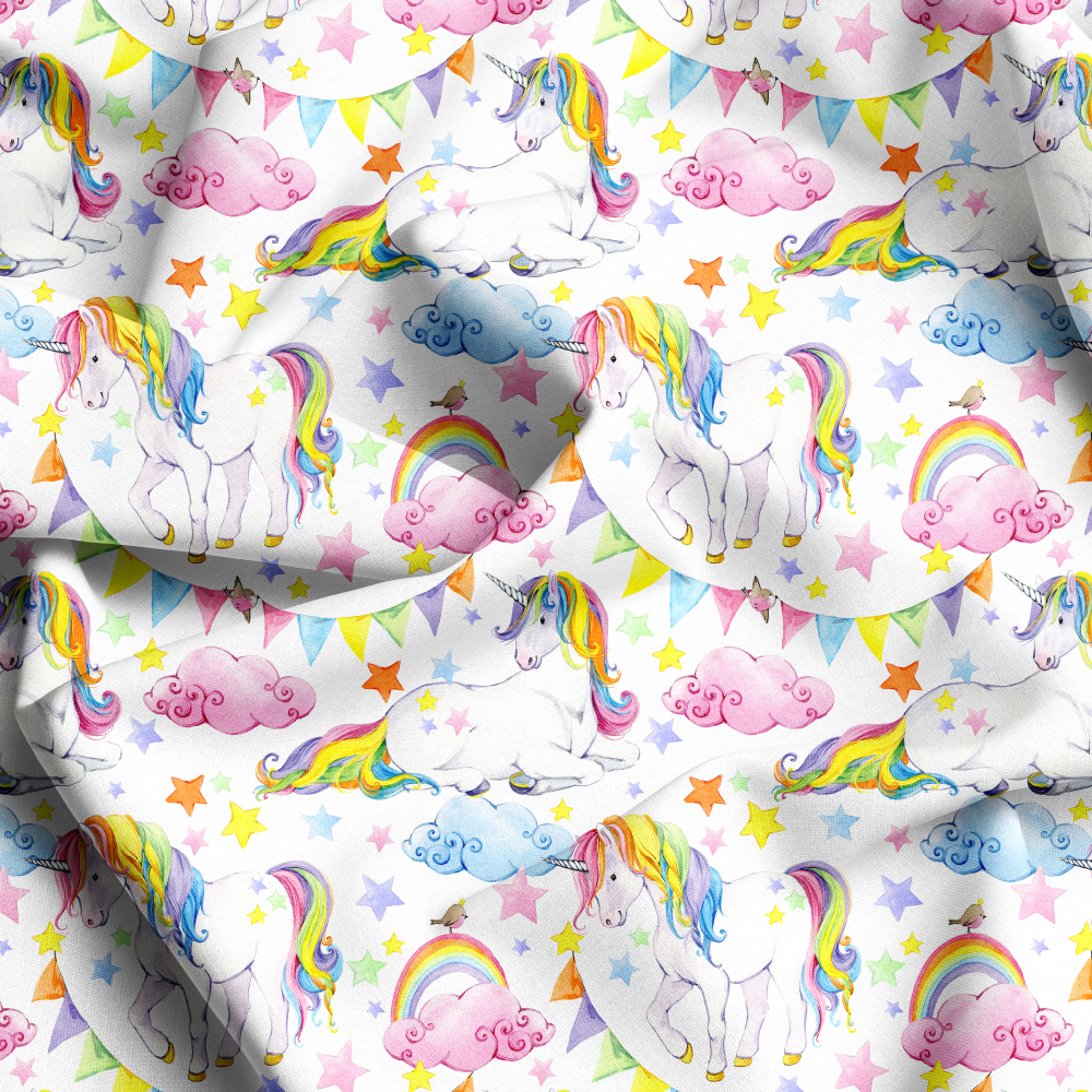 Personalized Cartoon Rainbow Unicorn Fabric Designs - High - Quality Seamless Prints