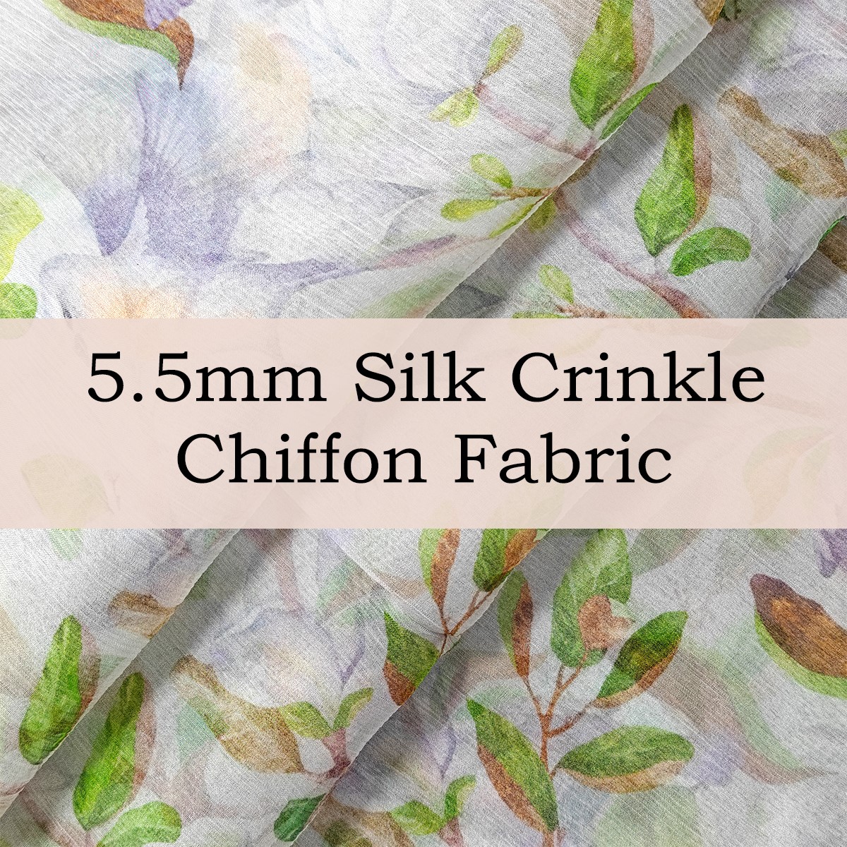 Custom Printed Silk Crinkle Chiffon Fabric – Lightweight Sheer & Soft for Elegant Gowns & Lingerie