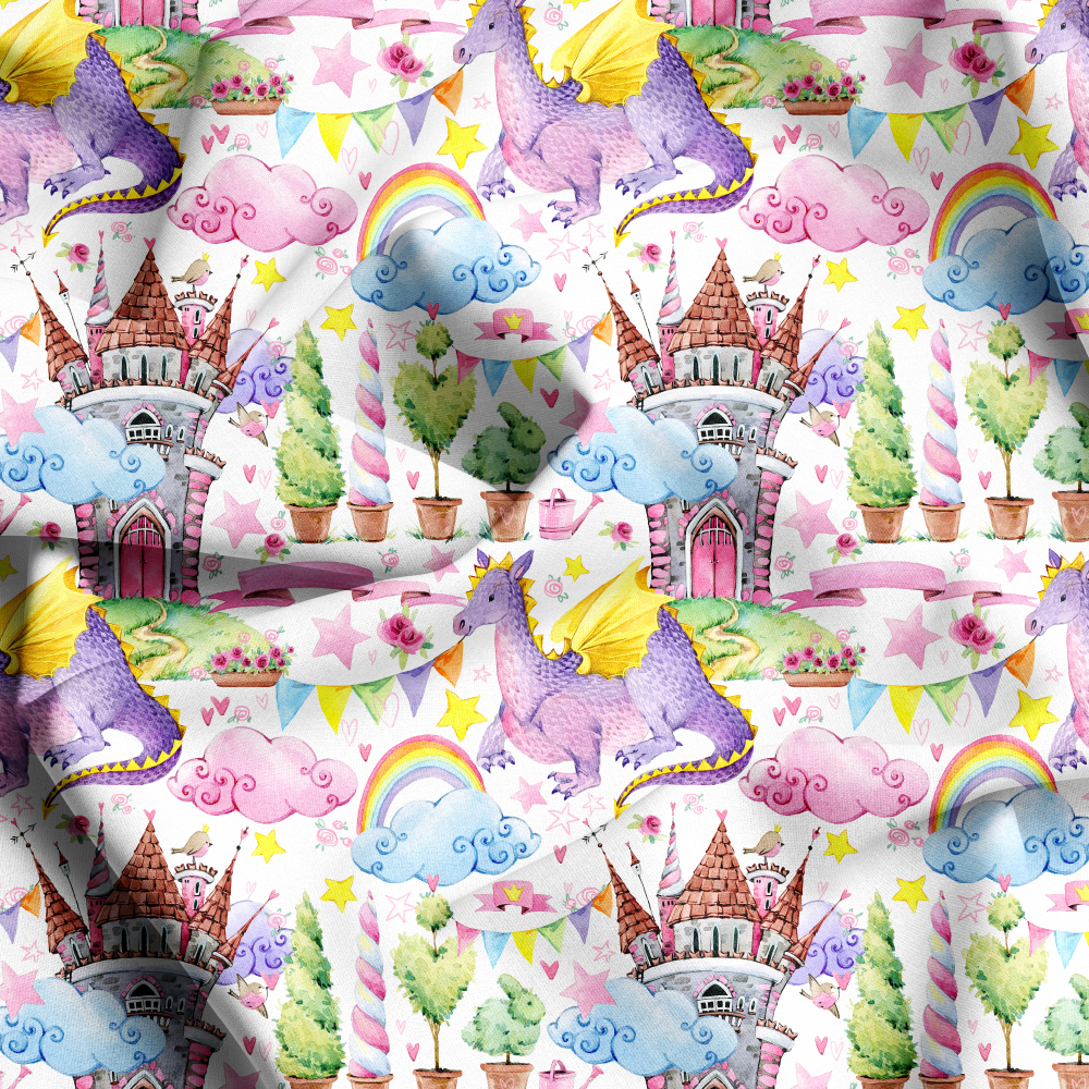 （测试liu）Custom Fairy Dragon and Clouds Print Fabrics - Tailored Seamless Patterns for Any Fabric Use