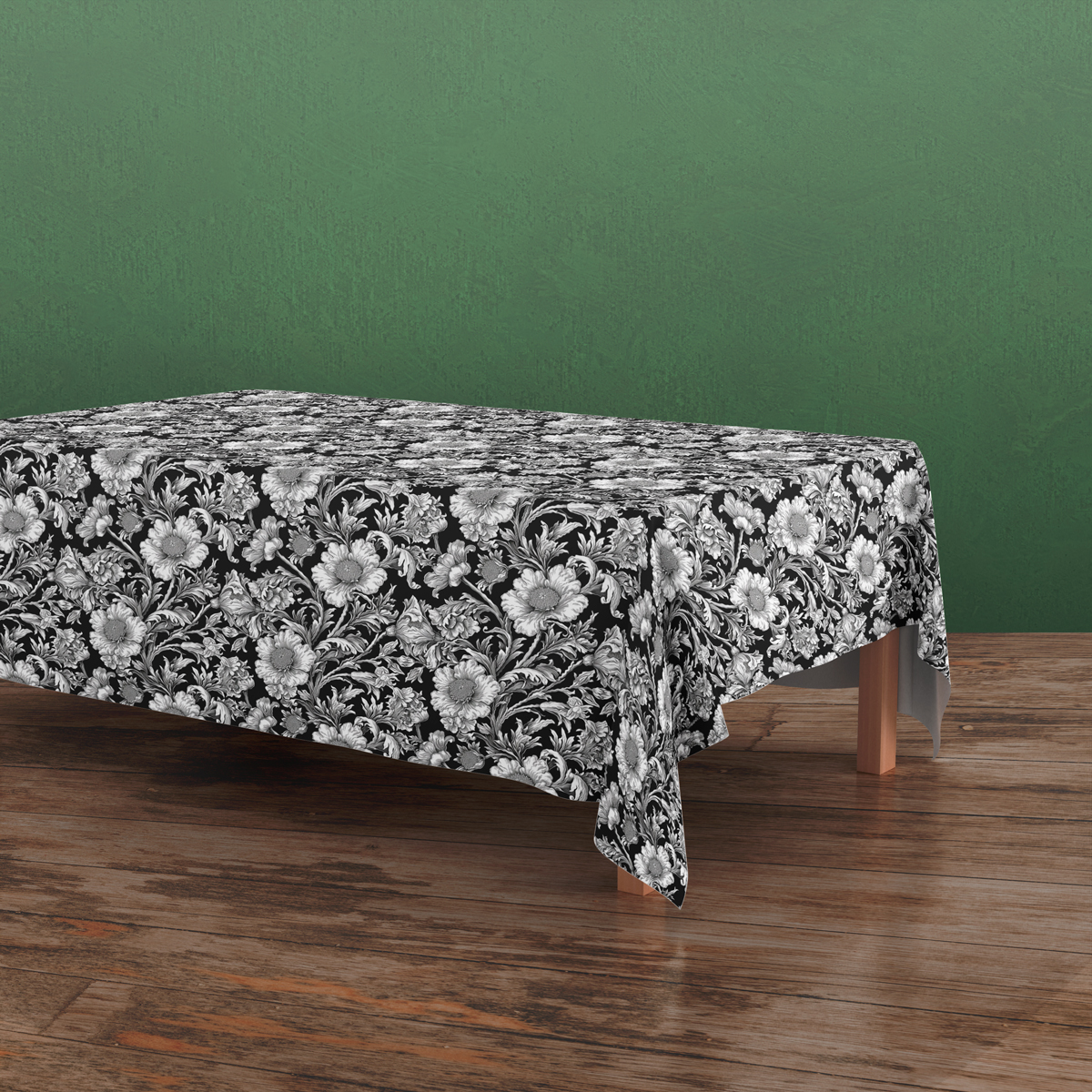Tablecloth – William Morris Black and White Floral