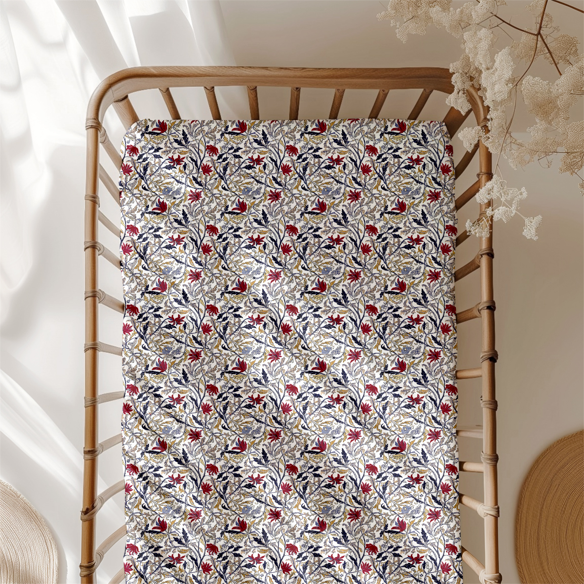 Crib Sheet – William Morris Red Liberty Floral