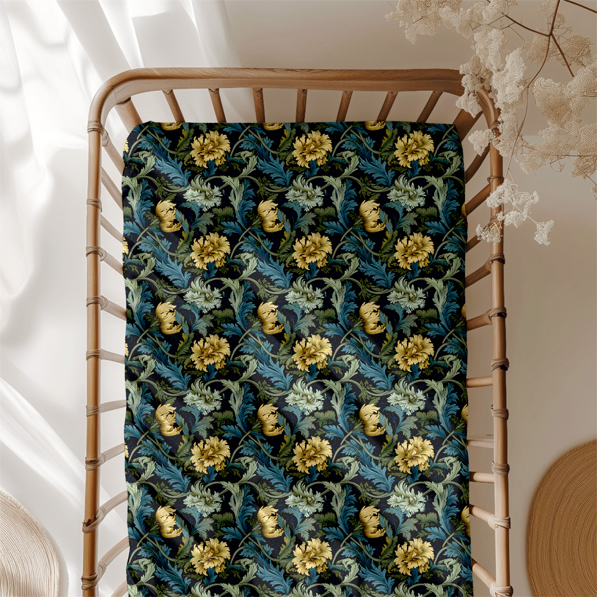 Crib Sheet –  William Morris Liberty Floral (Multi-Color Cool-Toned Elegance Fabric)