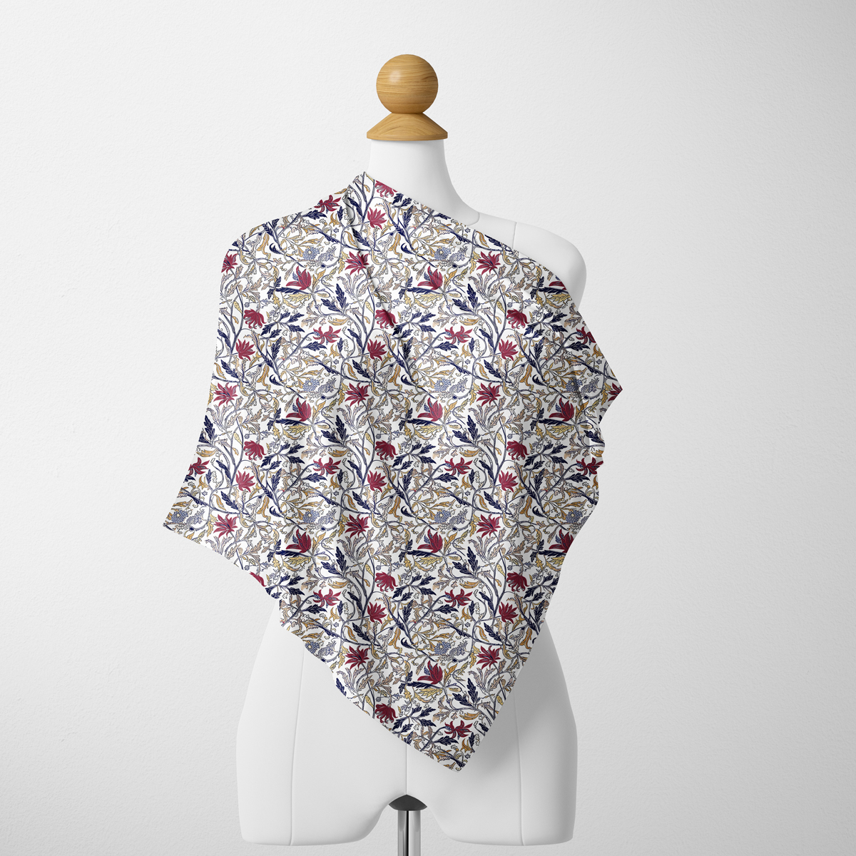 Silk Scarf wtih William Morris Red Liberty Floral
