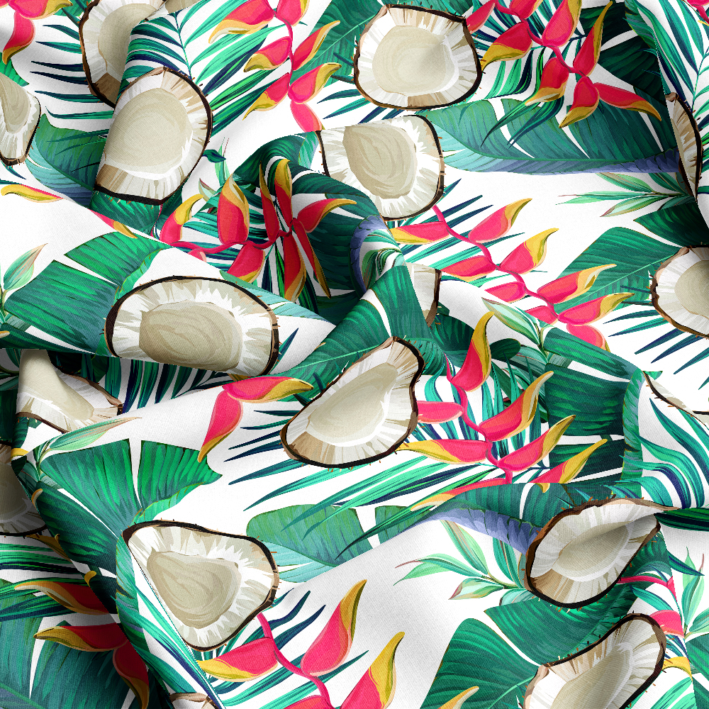 yancy--Hawaiian Tropical Flower Fabric | Paradise Botanical Print