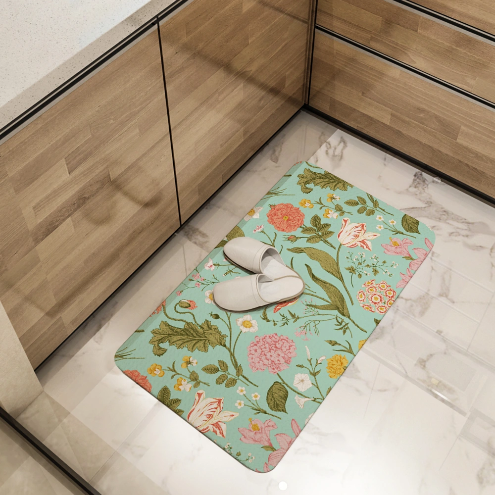 Lin-Kitchen Floor Mats – Vintage-Inspired Wildflower Garden