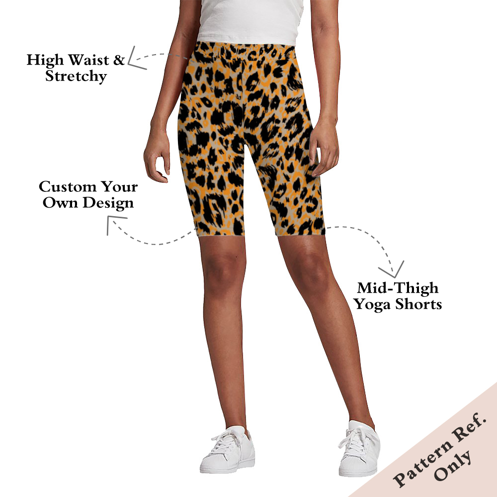 yancy--Custom Printed Mid-Thigh Women's Biker Yoga Shorts 14" Inseam - China Textile Manufacturer